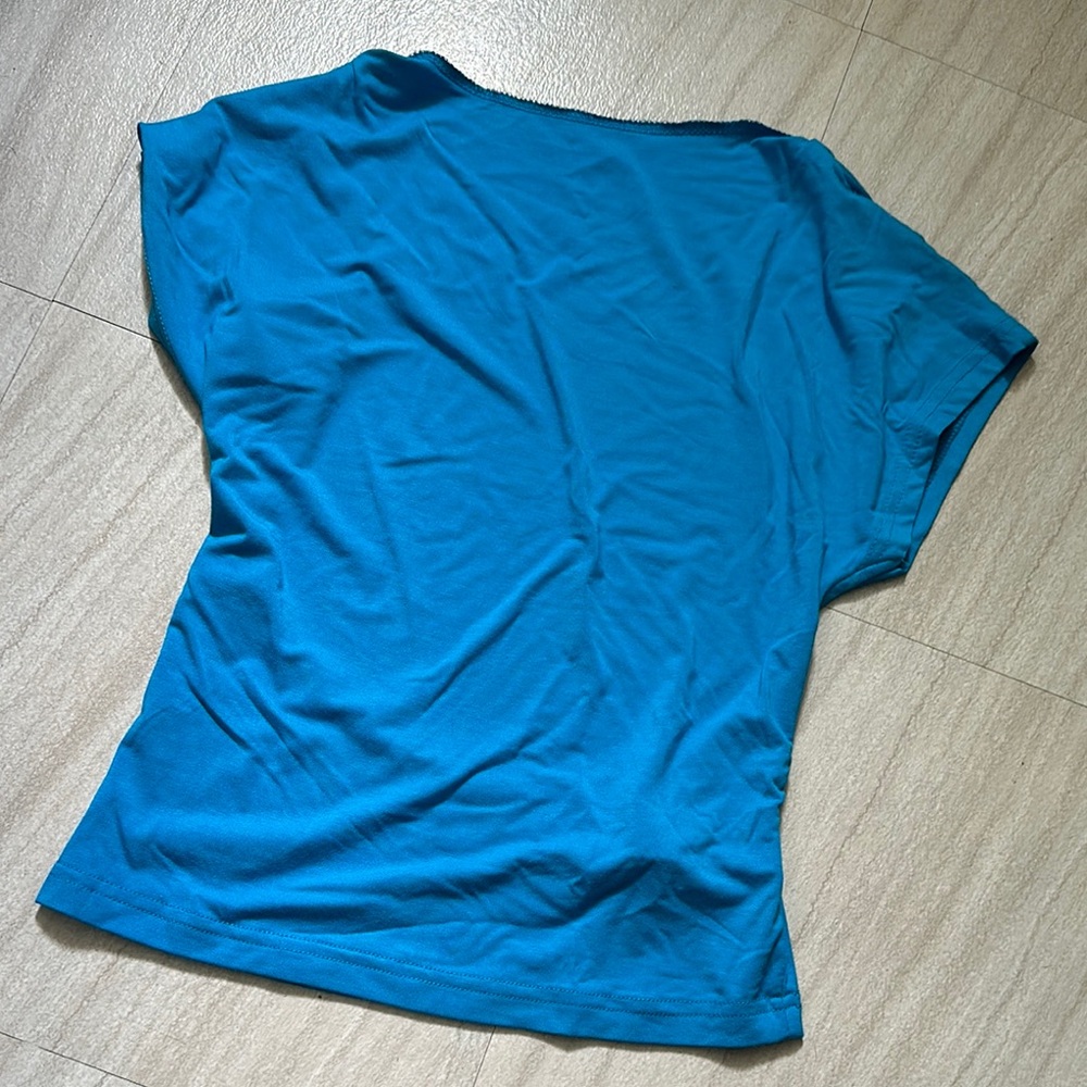 SHEIN Asymmetrical Blue Short Sleeve T-Shirt